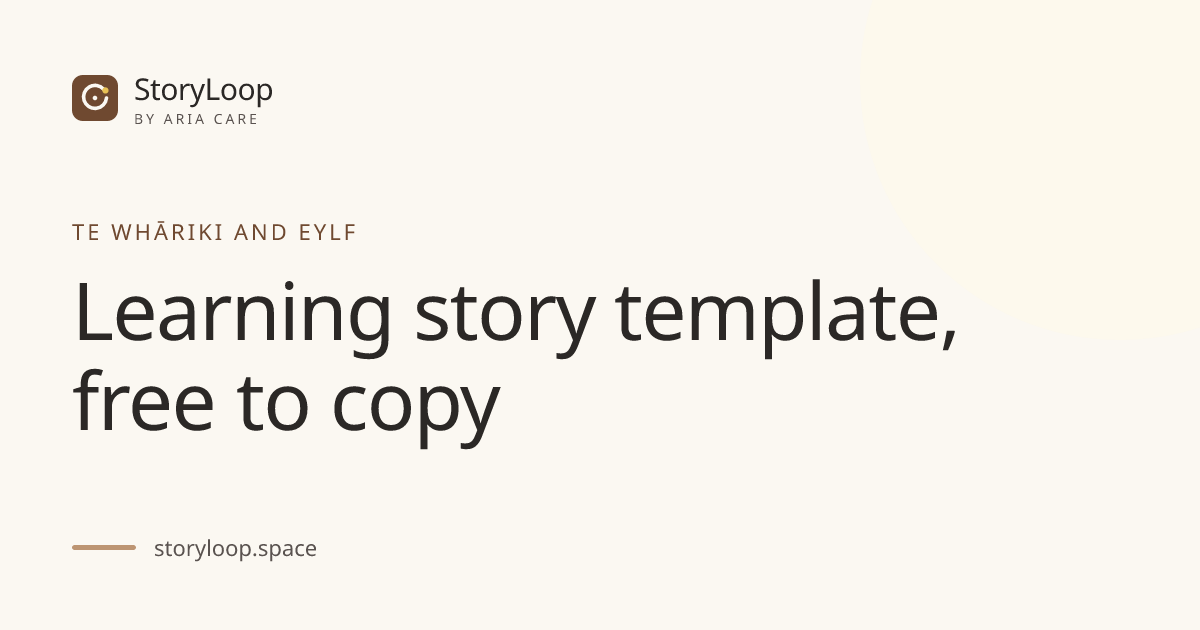Free Learning Story Template: PDF or Copy (Te Whāriki, EYLF)